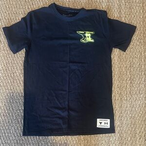 Under Armour Kids Navy Tee with Neon Yellow Logo